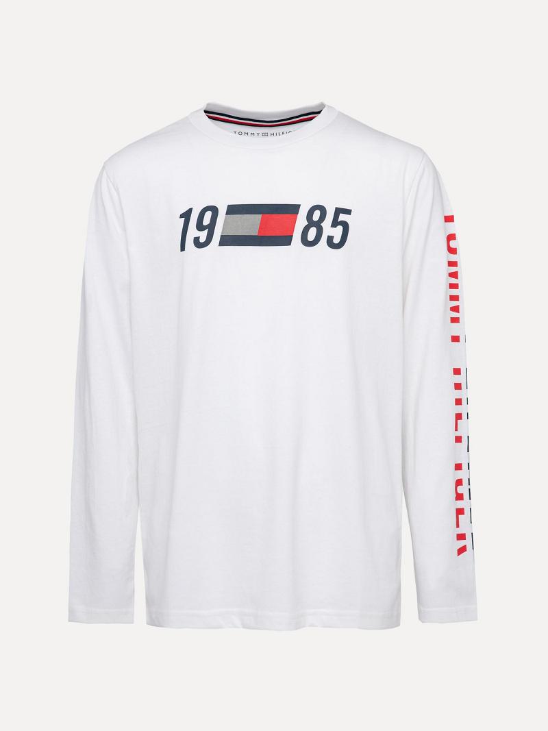 Fiú Tommy Hilfiger Totyogó\' Long Sleeve Logo Póló Fehér | HU 2296MQZ